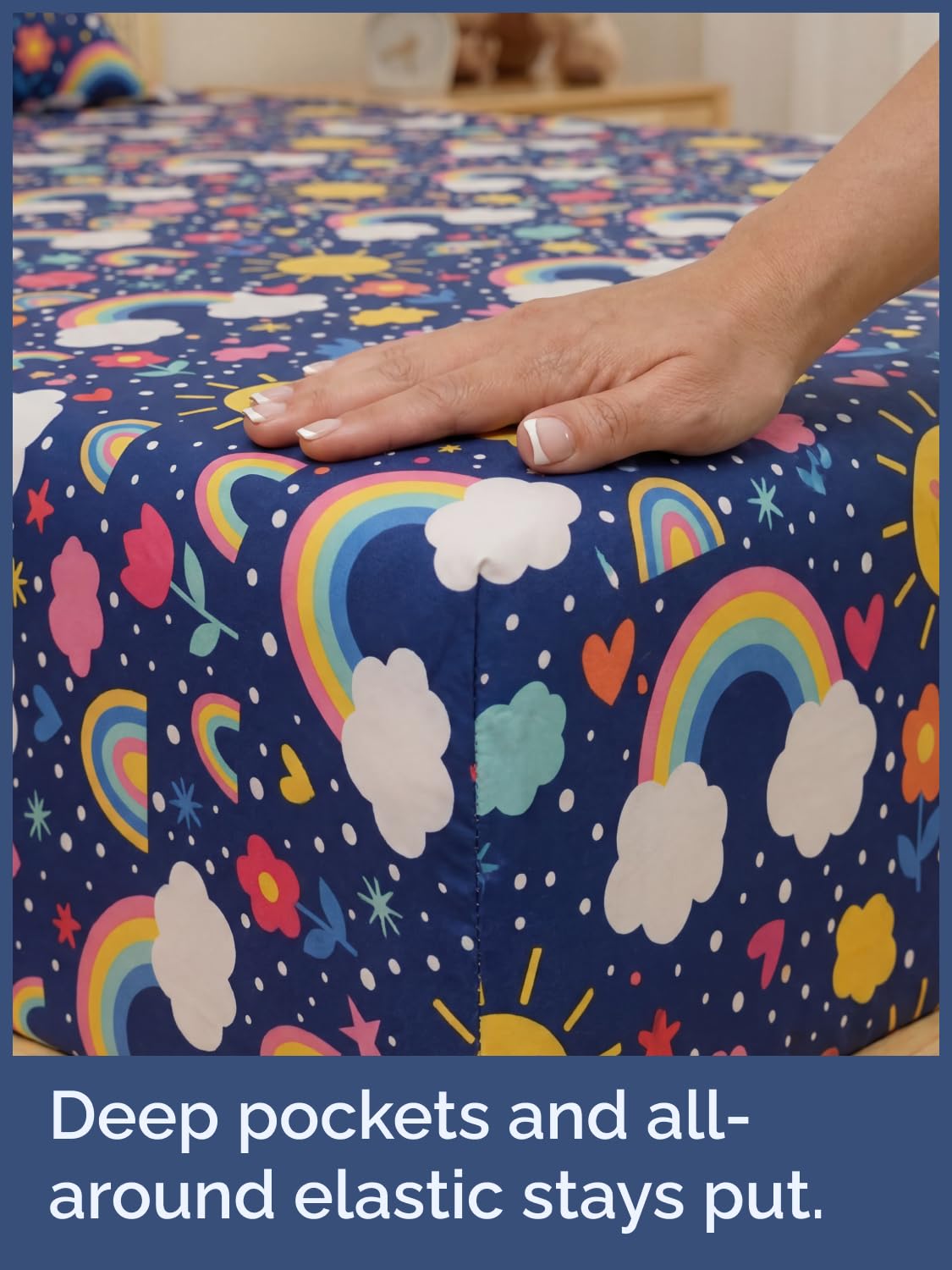 CGK Unlimited Kids Rainbow Sky Twin 3 Piece Sheet Set - Boys, Girls, Teens, Toddler - Easy Fit Deep Pockets - Soft, Cooling & Breathable Sheets - Cute, Cozy, Fade and Wrinkle Free - Machine Washable