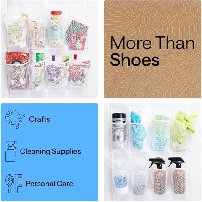 GORILLA GRIP Over the Door Shoe Organizer, 35 Large Breathable Mesh Pockets
