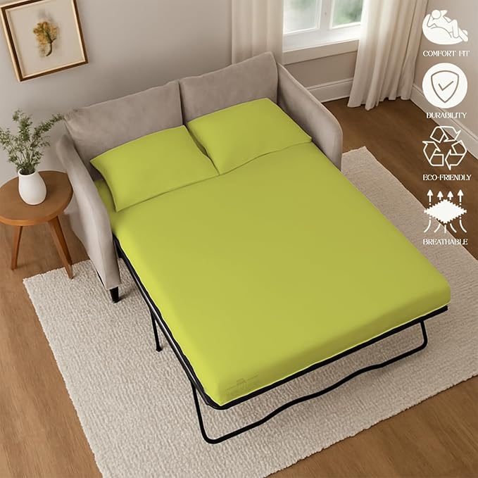 Sleeper Sofa Bed Sheet, 100% Cotton 400 Thread Count, 4 Piece Set, Deep Pocket