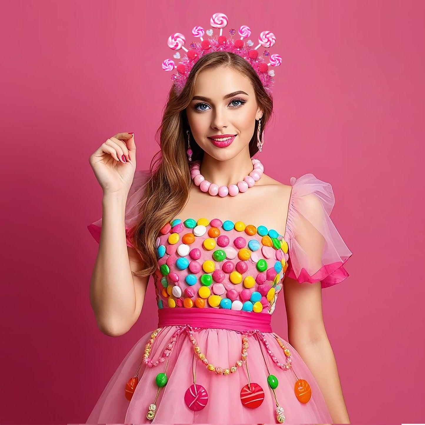 NVENF Candy Headband Costume Accessories Christmas Candy Cane Lollipop Headbands Candy Costume Halloween Holiday Christmas Outfits for Women Birthday Party Favors Gifts (Pattern B)