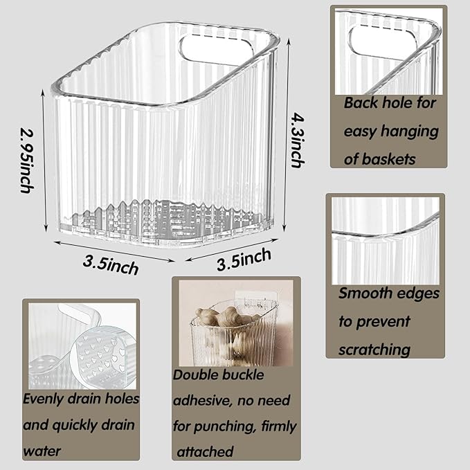 4 Pack Acrylic Wall Mounted Storage Racks, Stackable Cabinet Door Storage