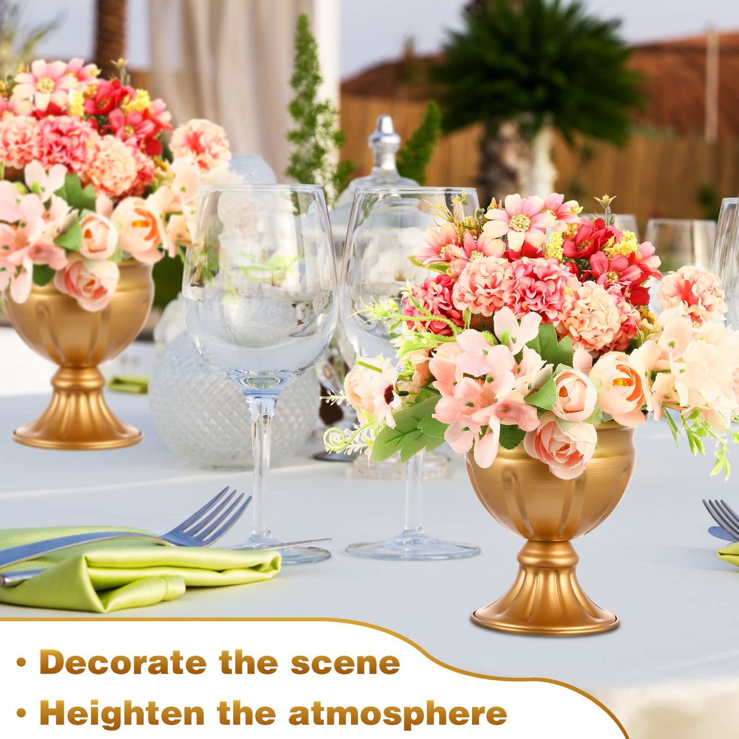Rtteri 20 Pcs Mini Gold Metal Vase Wedding Flowers Gold 5.1inch Tall Metal Compote Vase Bulk Table Centerpieces Decoration for Wedding Party Anniversary Ceremony Birthday