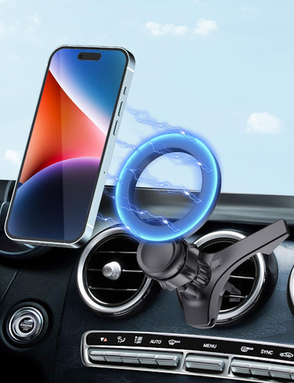 Super Magnets-Magnetic Car Phone Mount, Air Vent Phone Holder Car, Magnetic Car Mount for iPhone 16 15 14 13 14 Pro Max Plus, V-Black