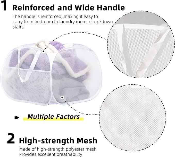 Collapsible Laundry Basket, 90L Foldable Pop-up Laundry Hamper