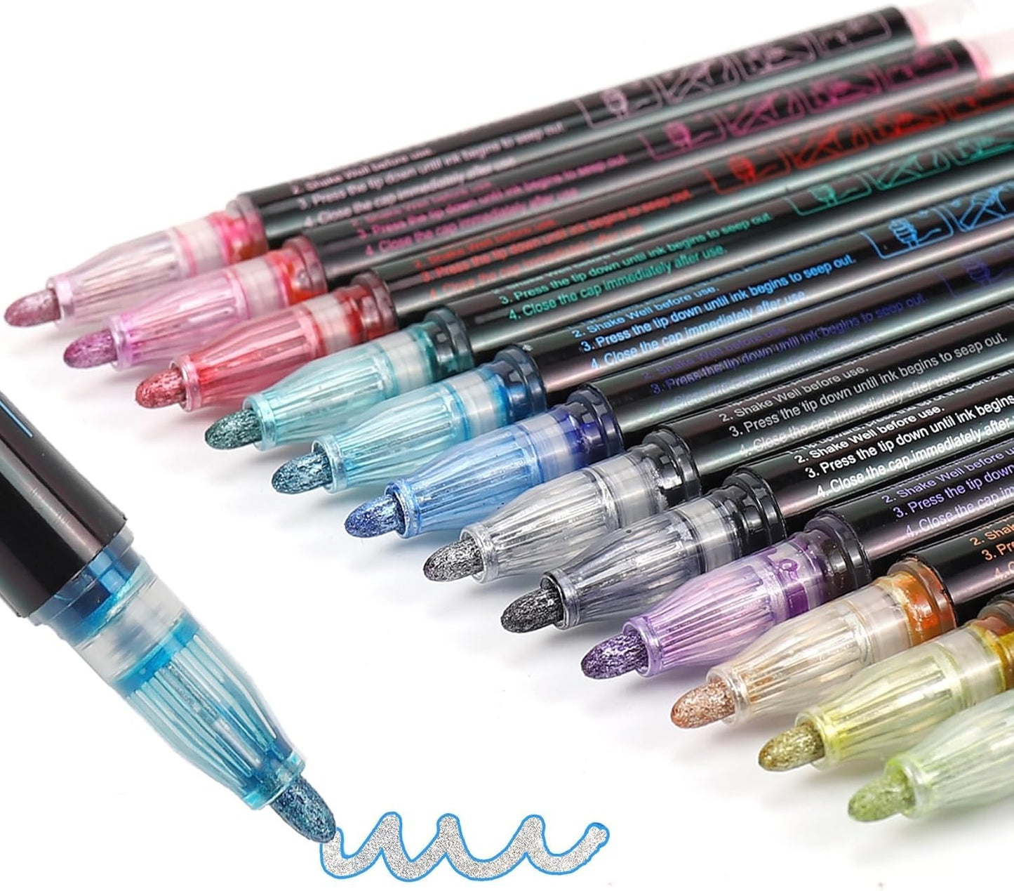 Glitter Markers Outline Pens Metallic,12 Christmas Gifts Stocking Stuffers Teen Girl Gifts Trendy Stuff,Cute Art Supplies Kids 6-8 9-12 10-12 Tween,Arts Crafts Kids Ages 8-12 Crafts Girls 8-12 Shimmer