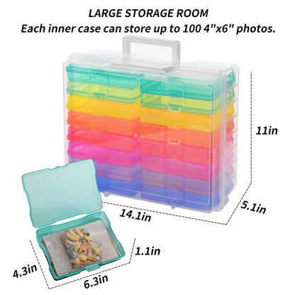 Zuvo - Photo Storage Box With 16 Coloured Cases And Removable Dividers For Multipurpose Organizing Photographs, Stamps, Stationery, Jewellery, Seed, Toys, Arts And Craft