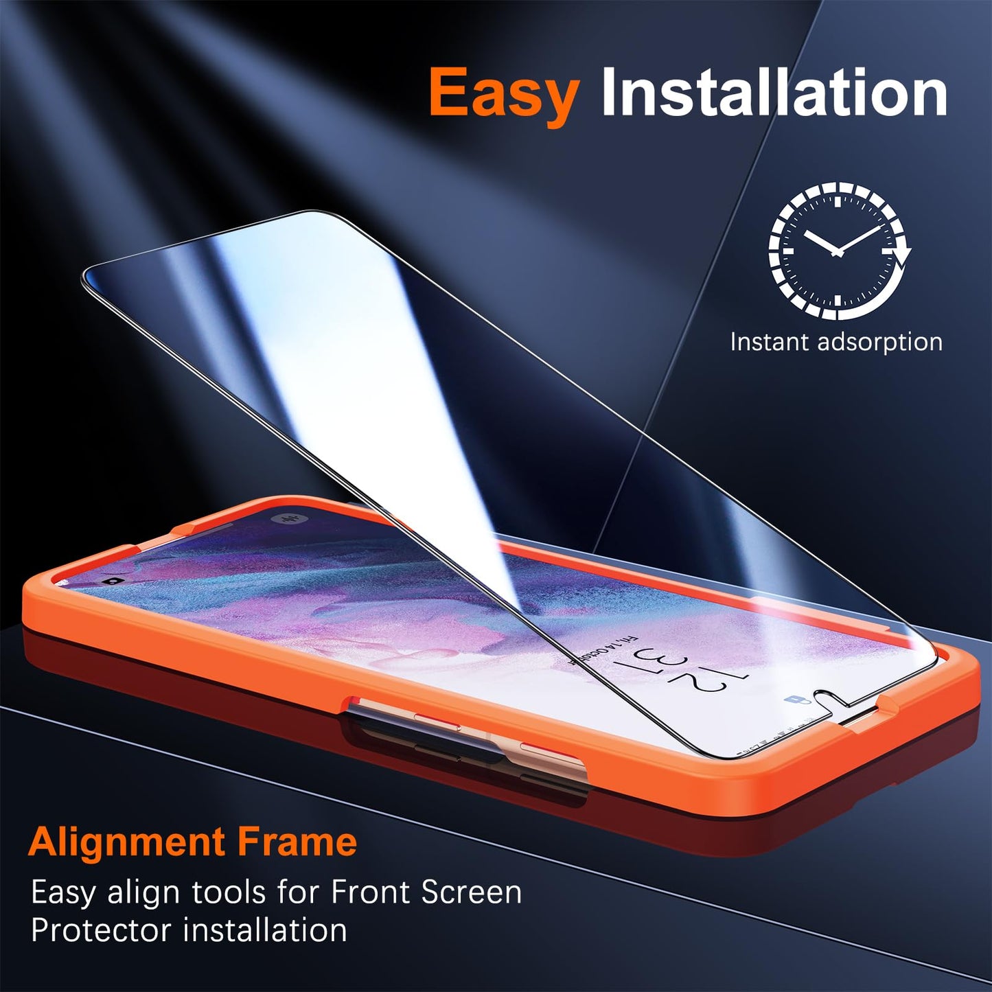 UniqueMe [2+3 Pack Compatible with Samsung Galaxy S21 5G - 6.2 inch Tempered Glass + Camera Lens Protector Screen Protector with Easy Installation Frame[9H Hardness]