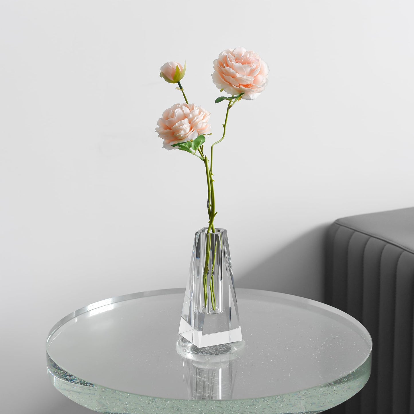 Kitcom Small Crystal Flower/Bud Vase 6.3Inch, Elegant Floral Display for Home & Weddings, Comes with Gift Box