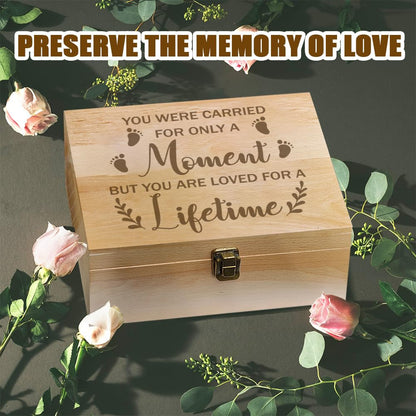 arricraft 1 Pc Wooden Memory Keepsake Box, Miscarry Memory Box with Hinged Lids for Baby Loss Memorial Gift Storage Box Keepsake to Store Photos Letters and Valuables 9.6x7.6x4inch