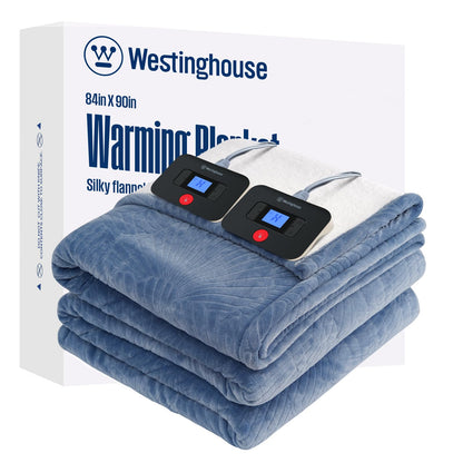 Westinghouse Heated Throw Blanket, Flower Jacquard Electric Blanket Throw with 6 Heating Levels and 2-10 Hours Auto-Off, Flannel to Sherpa Super Cozy Heated Blanket, Machine Washable (50" x 60" Beige)