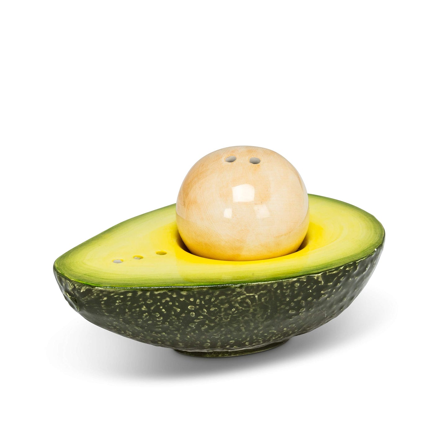 Abbott Collection Avocado & Pit Salt & Pepper Shaker Set - Ceramic, Green (4 inches L)