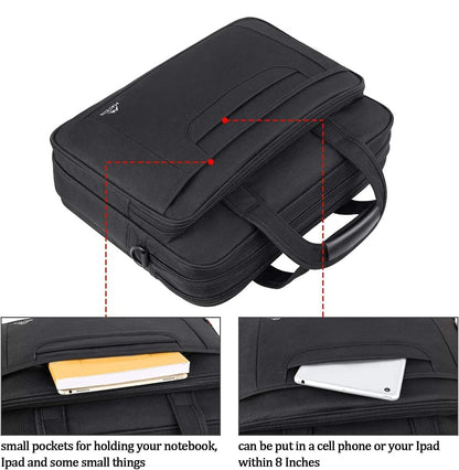 MATEIN Laptop Bag, 15.6 Inch Multifuntional Business Computer Laptop Case, Unisex Spacious Shoulder Messenger Bag Briefcase for Men and Women, Universal Nylon Briefcase for Notebook - Black