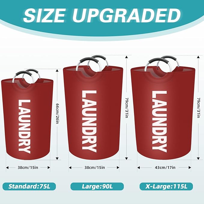 StorageRight 115L Large Laundry Basket, Laundry Hamper, Dirty Clothes Hamper