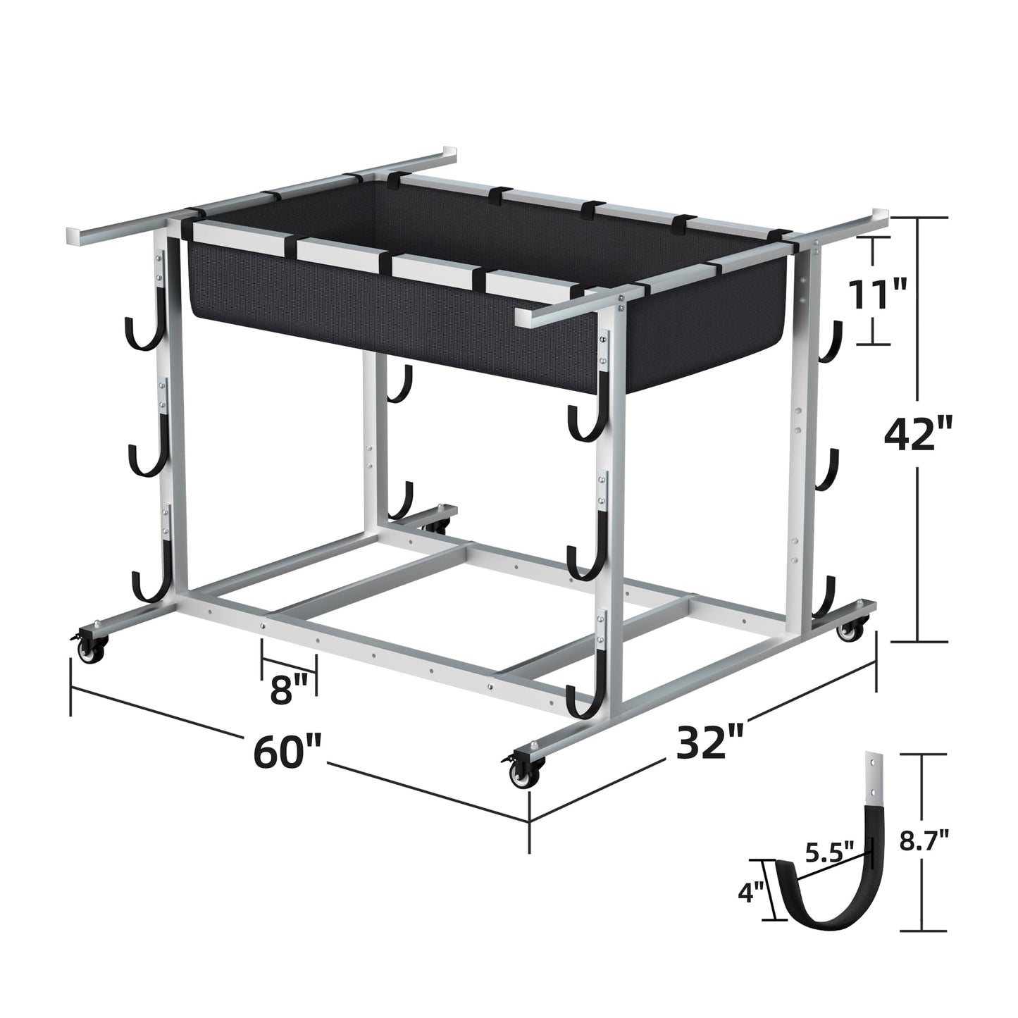 MR Volleyball Equipment Cart, Heavy-Duty Volleyball Gear Storage Trolley with 4 Removable Baskets & Lockable Wheels, Portable Volleyball Cart for Balls, Pads, Nets & Training Aids