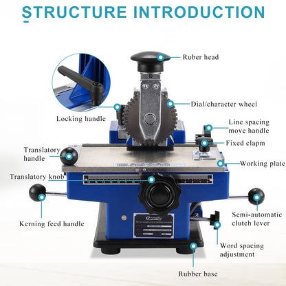 Consfly Metal Nameplate Stamping Machine Semi-Automatic Embosser Label Printing Marking Machine Dog Tag Printer (3mm Character Wheel)