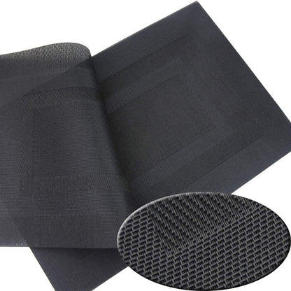 PIGCHCY Placemats,Washable Vinyl Woven Table Mats,Elegant Durable Placemats for Dining Table Set of 4 (18 x 12 inches, Pure Black)