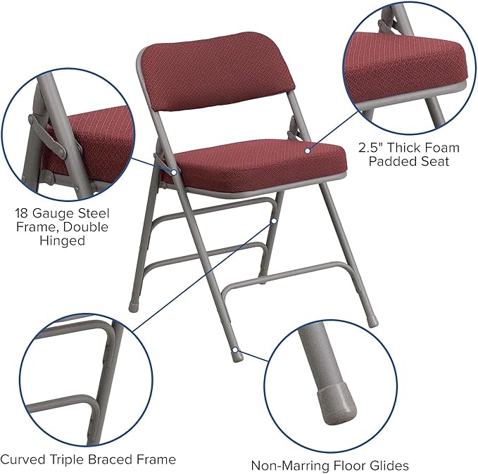 Flash Furniture 4 Pack HERCULES Series Premium Curved Triple Braced & Double