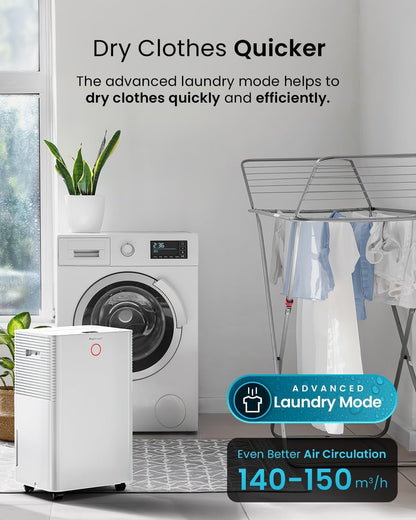 Pro Breeze® 20L OmniDry WiFi Dehumidifier with Automatic Humidity Sensor & Display, 24Hr Timer, Laundry Drying, Continuous Drainage with Smart App - WINNER OF THE WHICH? BEST BUY AWARD