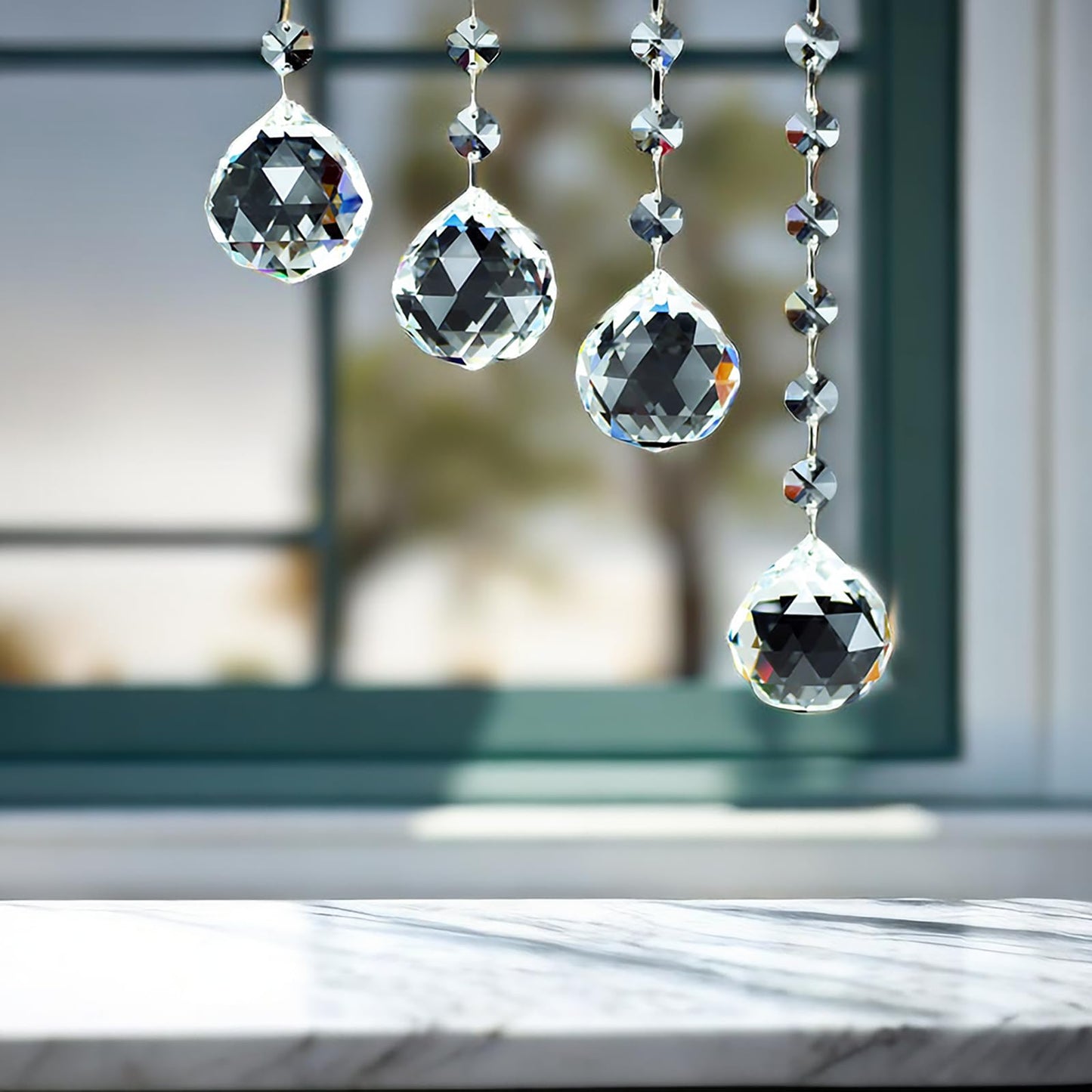 Yesland 20 Pcs Crystal Glass Ball, 30mm Pendants Balls & Chandelier Prisms, Clear Faceted Hanging Crystals for Wedding Home and DIY Craft Jewelry Decoration