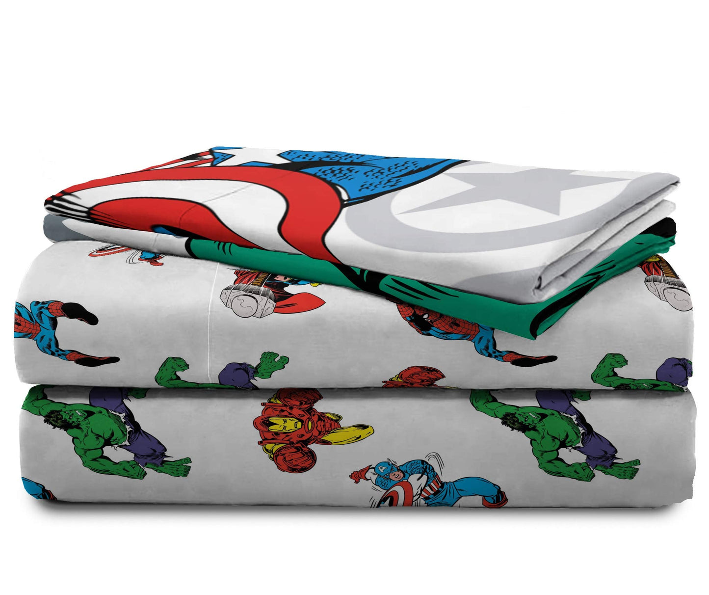 Jay Franco Marvel Avengers Comic Cool 7 Piece Full Bed Set - Includes Comforter & Sheet Set - Bedding Features Captain America, Spiderman, Iron Man, Hulk, & Thor - Super Soft