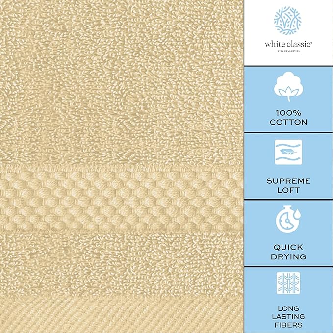 White Classic Luxury Cotton Washcloths 13x13 Inch