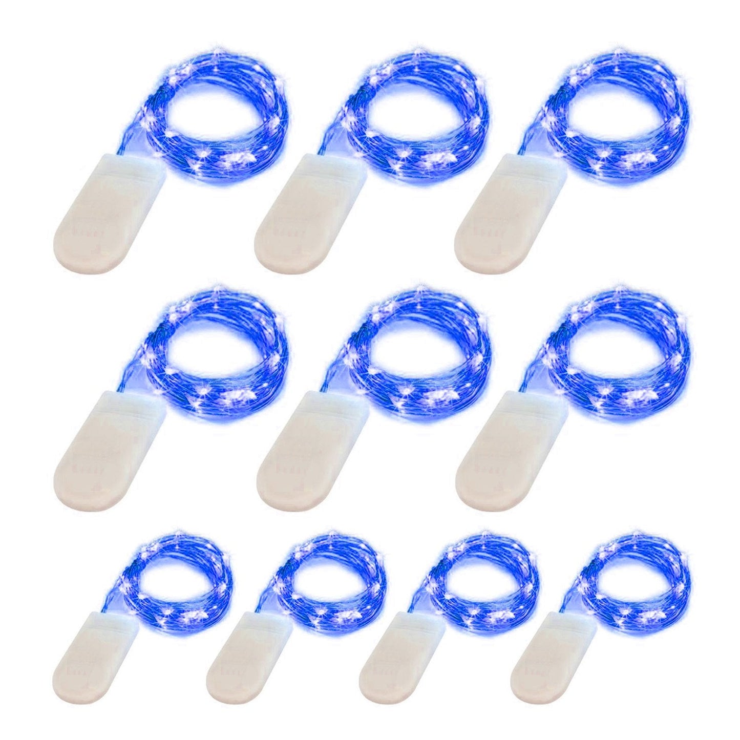 LIIDA [10-Pack] LED String Lights, 6.6FT LED Moon Lights 20 Led Micro Lights On Silver Copper Wire (Batteries Include) for DIY Wedding Centerpiece, Table Decoration, Party (Blue)