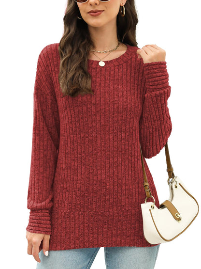 JomeDesign Sweaters for Women Long Sleeve Shirts Crew Neck Sweatshirt Lightweight Casual Tunic Tops