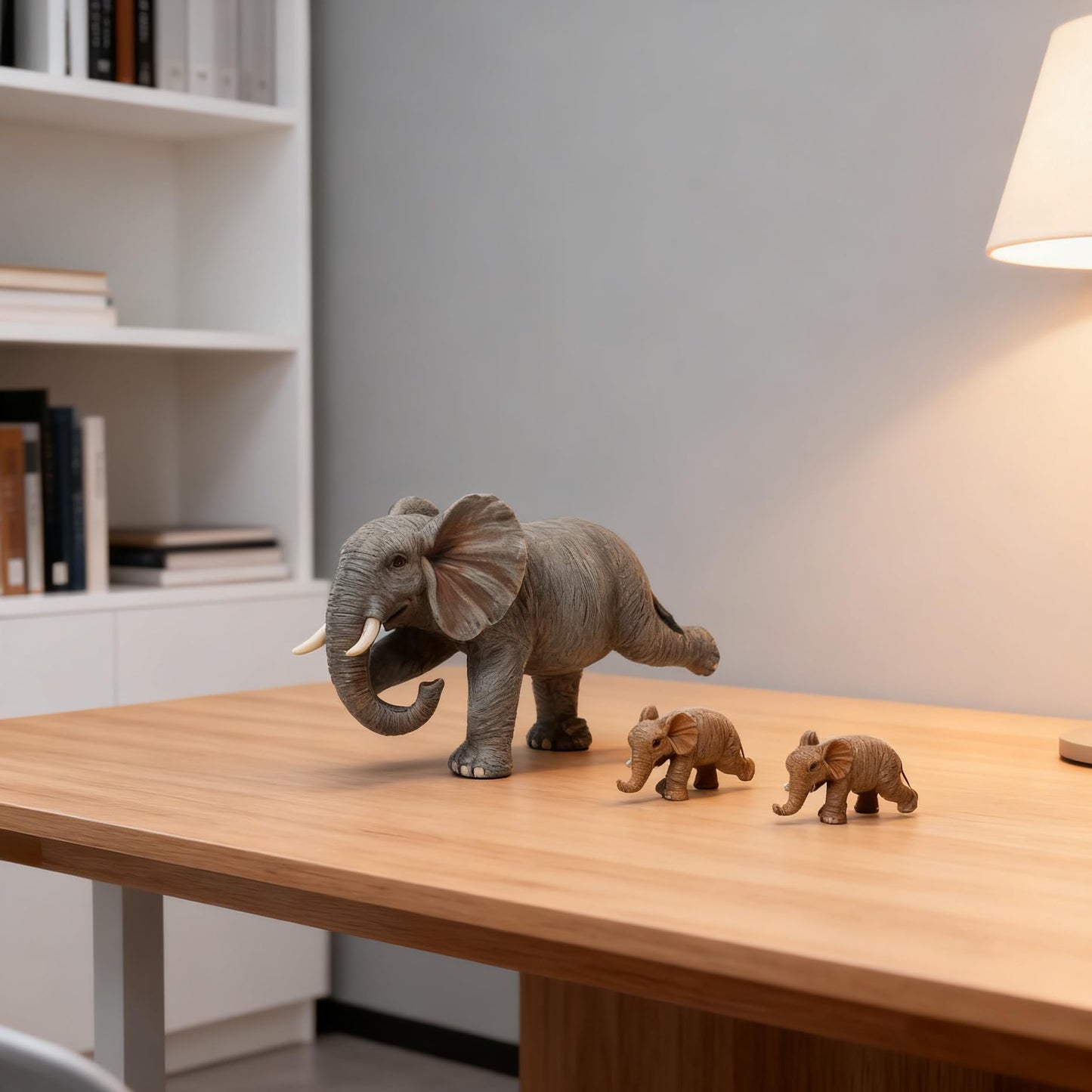 ARTCOS Yoga Elephant Family Statue, 3-Piece Mother & Babies Figurine Set, Good Luck Home & Office Decor, Housewarming Gifts for Women