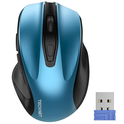TECKNET Wireless Mouse, 2.4G Ergonomic Optical Mouse, Computer Mouse for Laptop, PC, Computer, Chromebook, Notebook, 6 Buttons, 24 Months Battery Life, 2600 DPI, 5 Adjustment Levels