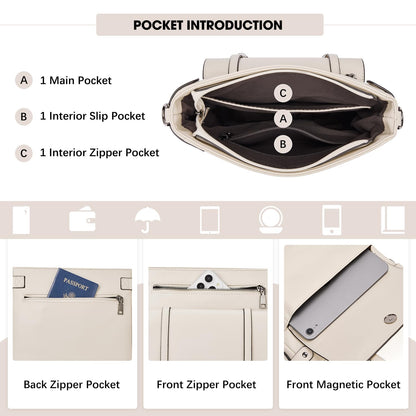 Roulens Crossbody Bags for Women,Multi Pocket Crossbody Purses Vegan Leather Shoulder Handbags Travel Purse Adjustable Strap