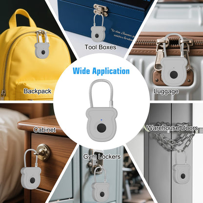 Larimuer Smart Fingerprint Padlock for Luggage - 20 User Capacity, USB Key & Emergency Code, Keyless Biometric Lock for Gym Locker, Suitcase, Backpack, Toolbox & Handbag (Grey)