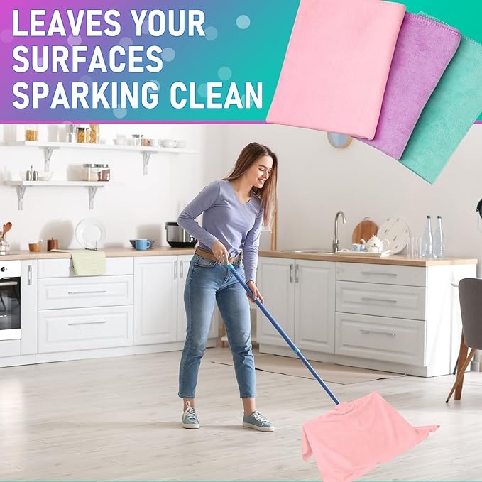 Newwiee 6 Pcs Extra Large Microfiber Cleaning Cloth 30" x 20" Washable Reusable