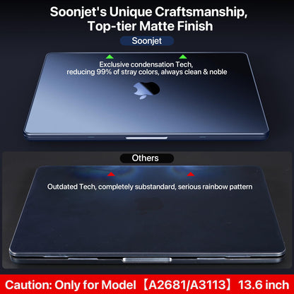 Compatible for MacBook Air 13.6 inch Case M4 M3 M2 2025 2024-2022 Release Model A3240 A3113 A2681, Sturdy Protective Plastic Hard Shell Case Cover for MacBook Air M2 13 inch - Midnight Clear