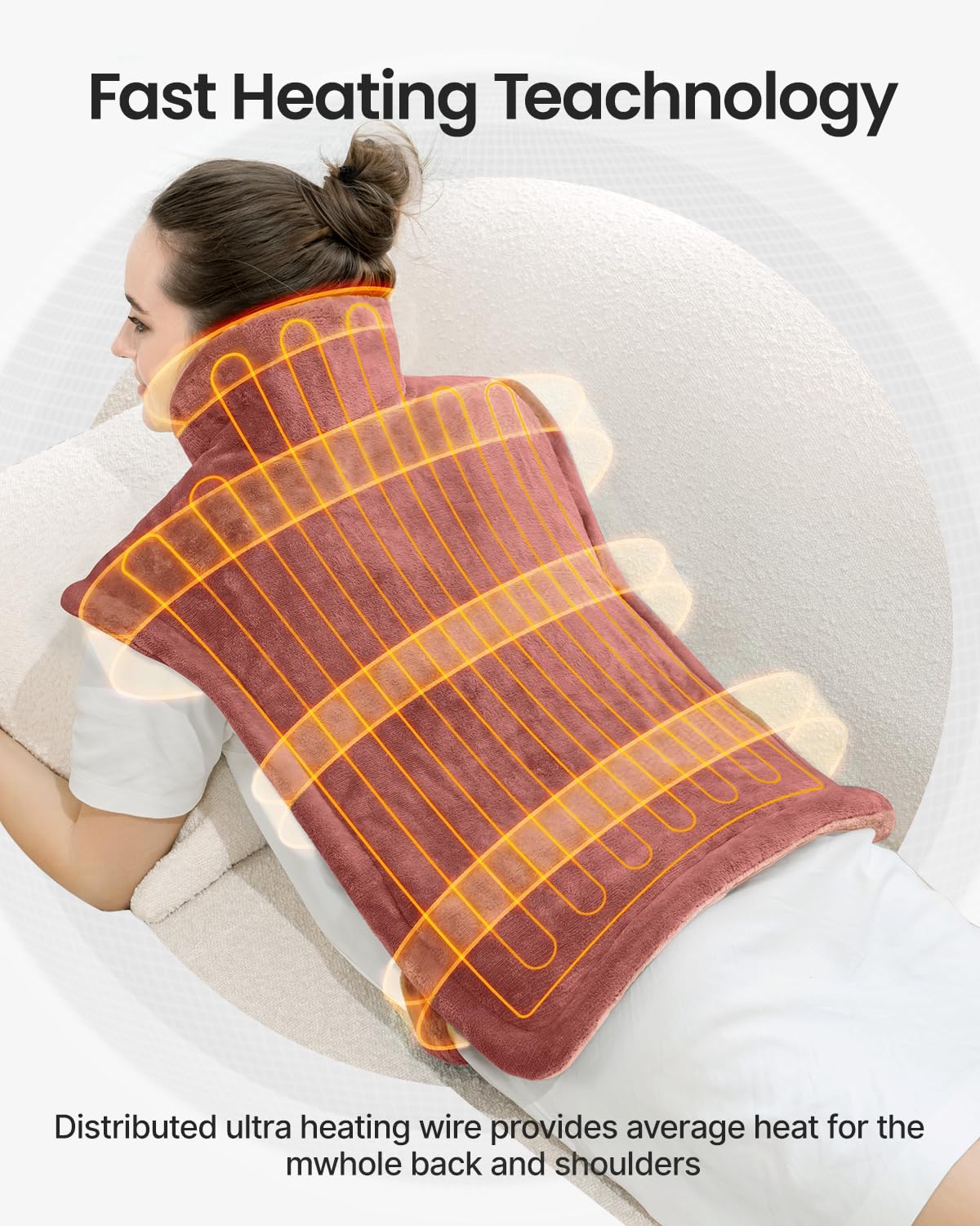 RENPHO Electric Heating Pad for Back Pain Relief, Birthday Christmas Gifts for Women Men Mom Dad Elderly, FSA Eligible Items Only List, Large Heat Pad for Neck Shoulders, 24"x33", ETL Certified, Gray
