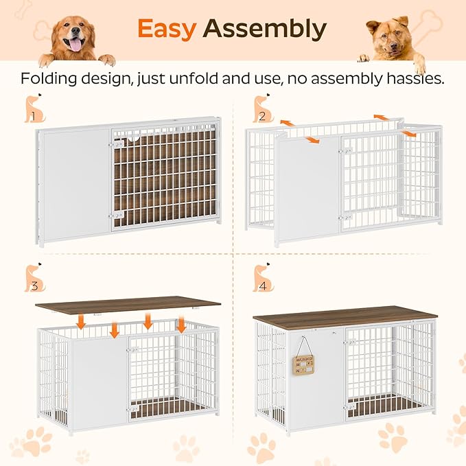 YATINEY Foldable Dog Crate Furniture, 47.2" Dog Crate