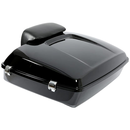 ECOTRIC Chopped Luggage Trunk W/Pad Compatible with 2014-2024 Harley Touring Road King Road Glide Street Glide Electra Glide Tail Box Trunk with Backrest