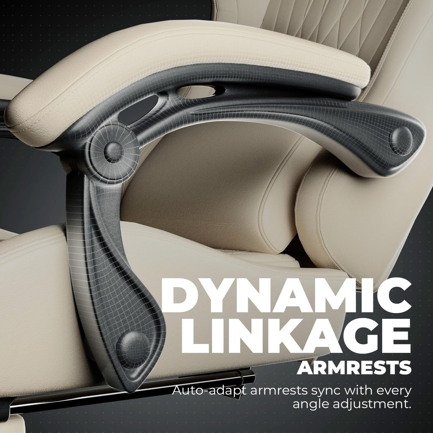 GTPLAYER Gaming Chair with Speakers ACE-PRO, Computer Video Game Chairs with Footrest for Adults, Built-in Speakers, App Support & Bluetooth Control, Ergonomic Reclining Silla, Linkage Armrest, Ivory