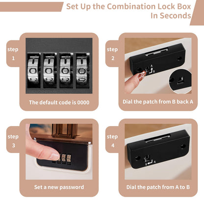 Lock Storage Box - Medicine Secure First Aid Organizer Box Safe with Combination Code for Cash Money Key Phone Snack Home Fridge Office Travel Storage Gifts - Brown - Small