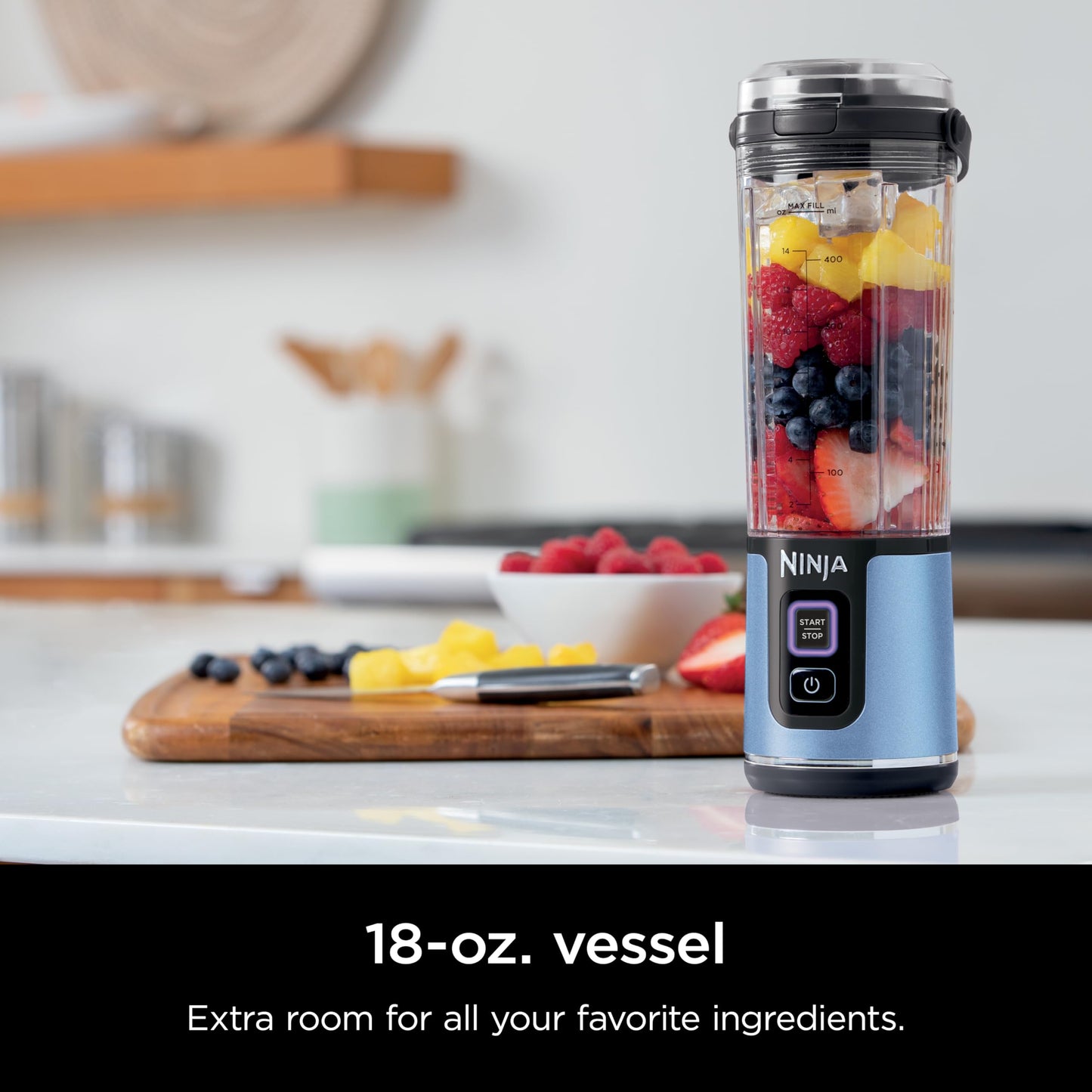 Ninja BC151BK Blast Portable Blender, Cordless, 18oz. Vessel, Personal Blender-for Shakes & Smoothies, BPA Free, Leakproof-Lid & Sip Spout, USB-C Rechargeable, Dishwasher Safe Parts, Black