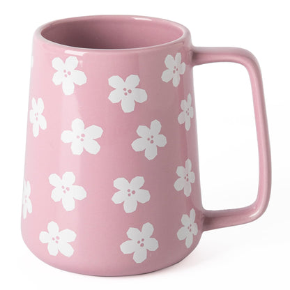 TaoTaojarvie Ceramic Coffee mugs, 24 oz, Extra Large Mugs, Big Tea Cups, Large Handle, Pottery Mugs,Floral Pattern,Wide Bottom Coffee Mug for Office/Home, Microwave&Dishwasher Safe. (Violet)