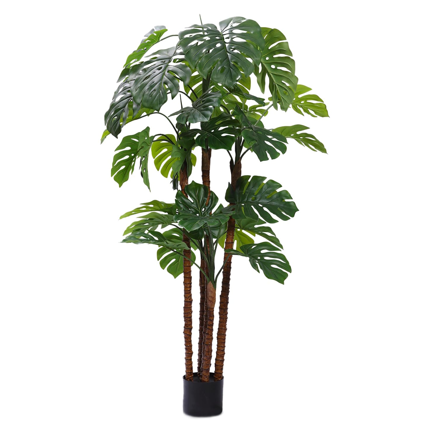 Joyplants 6FT Artificial Monstera,Fake Swiss Cheese Plants Faux Tropical with Bark and Black Pot for Indoor Outdoor Office Living Room Home Decor