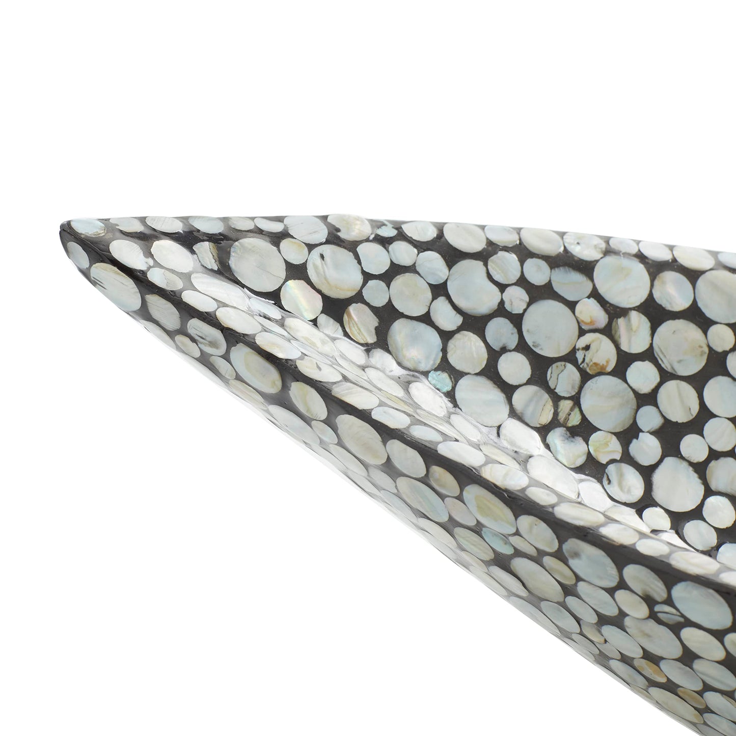 Deco 79 Mother of Pearl Shell Living Room Decor Tray Ottoman Tray, Serving Tray 22" x 10" x 6", Gray