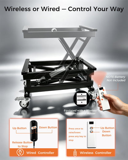 Electric Lift Table 320 lbs Capacity, 8.3-22.8 in Height Adjustable Lifting Platform with Wired/Wireless Remote,Single Scissor Lift Table,for Working Platform,Computer Desk, Material Handling
