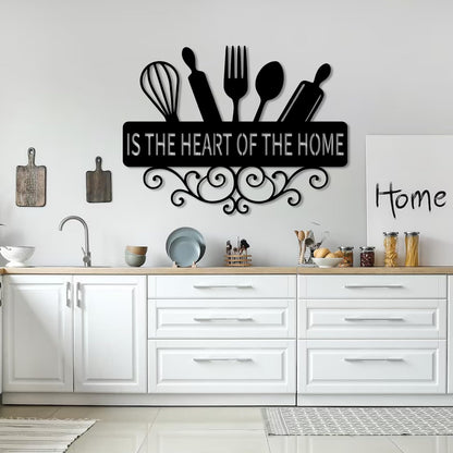 Kitchenware Metal Wall Decor, Kitchen Wall Decor, Kitchen Metal Wall Signs, Kitchenware Sign, Wall Art for Living, Dining Room (White, 19"x14"|47x35cm)