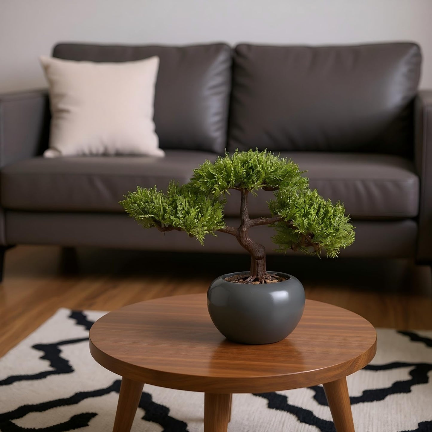 CZWBE 9.5 Inch Artificial Bonsai Tree with Ceramic Pot - Decorative Fake Plant for Home Office Living Room Window Sill, Fake Plants for Year-Round Decoration（Gray）