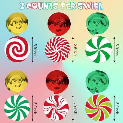 Syhood 24 Set Christmas Peppermint Candy Swirl Decorations - Ceiling Hanging Streamers for Holiday Party