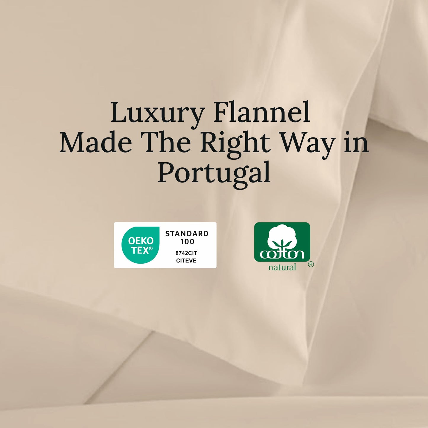California Design Den Flannel King Bed Sheets Set - Made in Portugal 100% Cotton, Thick, Velvet Soft 4-Piece Flannel Sheets King Size Set, Triple-Brushed with Extra Deep Pockets - Beige Bliss