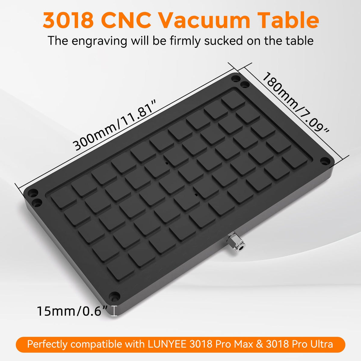 3018 Vacuum Table for CNC Series 3018 Pro Max, 3018 Pro Ultra, Workholding Suction Table Set for Engraving and Milling. Area: 300x180x15mm