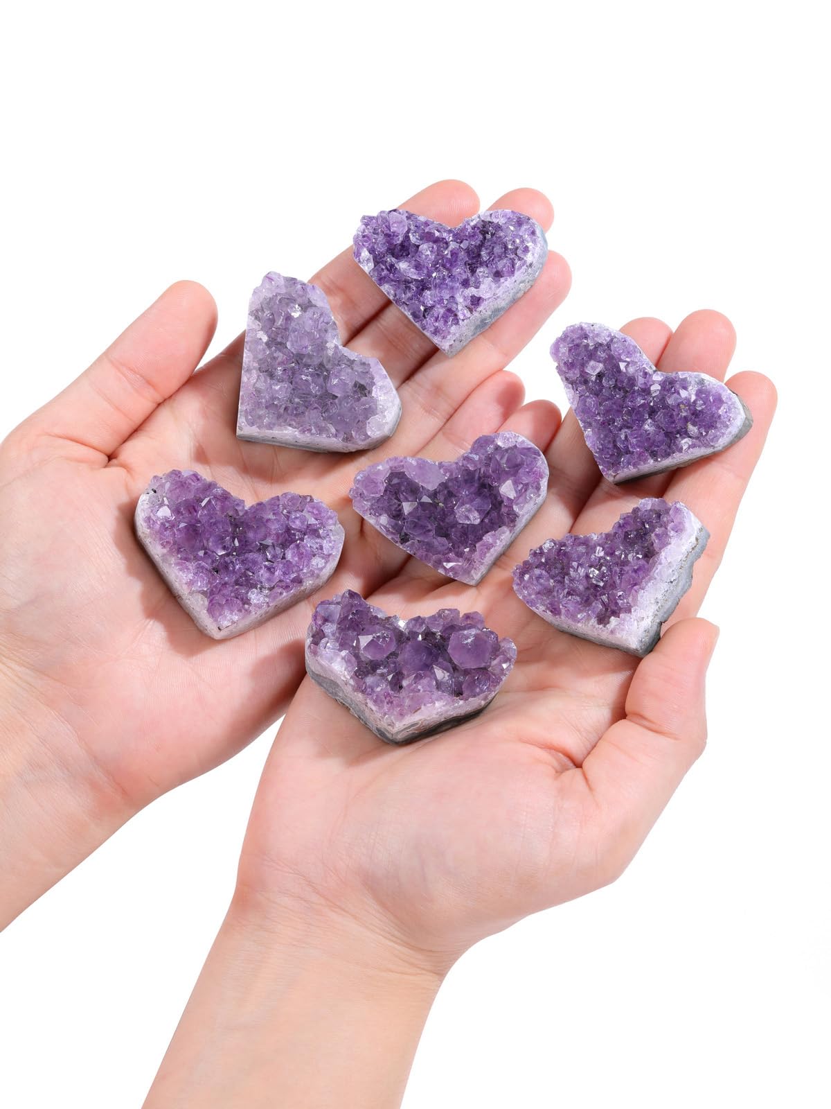 Top Plaza Natural Amethyst Crystal Gemstones Heart Amethyst Raw Cluster Geode Purple Stones Energy Balance Healing Crystal Decor 1.57"-1.97"
