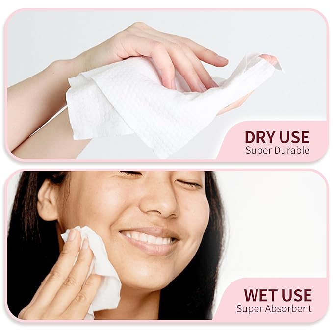 Soft Dry Wipe 10 Pack, Face Tissues, Lint Free Facial Cleansing Towels